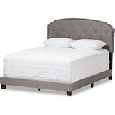 Lexi Queen Bed in Light Gray Fabric